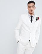Devil's Advocate Wedding Skinny Fit Textured Suit Jacket - Cream