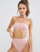Missguided Clean Bikini Top With Removable Choker - Pink