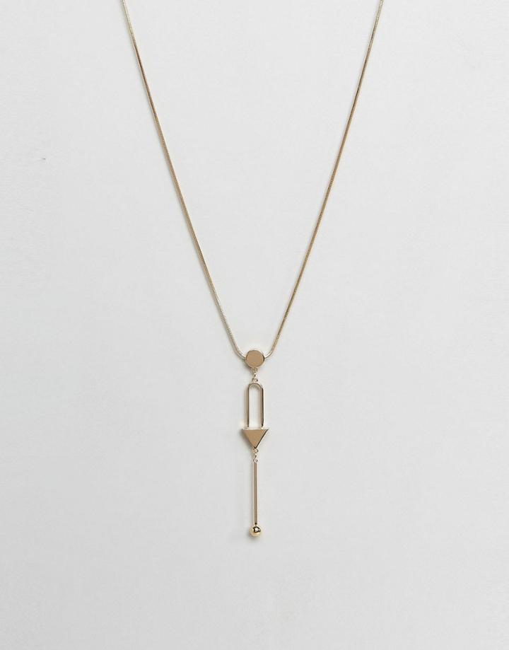 Pieces Long Pendant Necklace - Gold