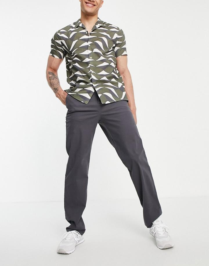 Asos Design Relaxed Chinos In Charcoal-grey