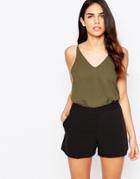 Ax Paris V Front Cami - Khaki