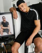 Calvin Klein Shoulder Taping Relaxed Fit Swim T-shirt In Black