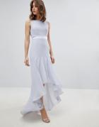 Tfnc Wedding Bow Back Maxi Dress With High Low Hem - Gray