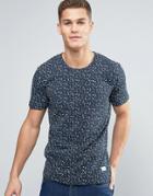 Minimum Johnston T-shirt Floral Print Slim Fit In Navy - Navy