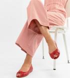 Asos Design Leeva Wide Fit Peeptoe Ballet Flats - Red
