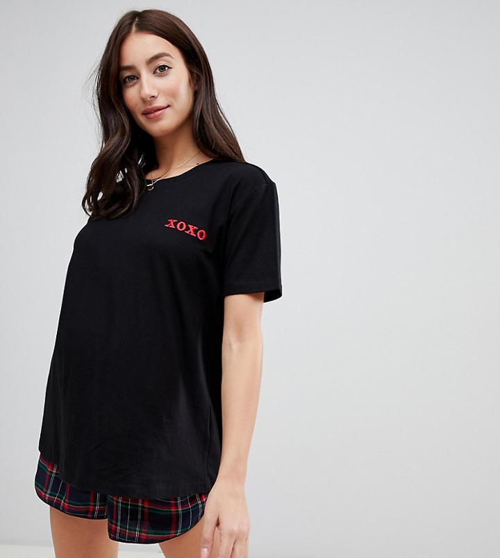 Asos Design Maternity Mix & Match Embroidered Tee - Black