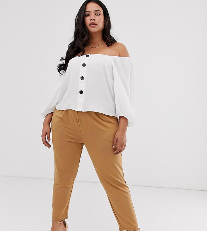Asos Design Curve Ultimate Jersey Peg Pants - Beige