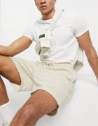 Sixth June Signature Velvet Logo Shorts In Beige-neutral