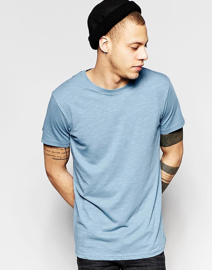 Weekday Slub T-shirt In Light Blue - Blue