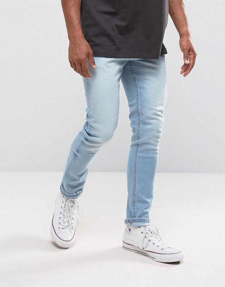 Pull & Bear Slim Fit Jeans In Light Blue Wash - Blue
