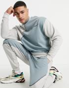 Asos Dark Future Set Oversized Sweatshirt With Curved Cut And Sew With Logo Print In Gray-grey