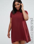 Ax Paris Plus Swing Dress With Sheer Insert - Red