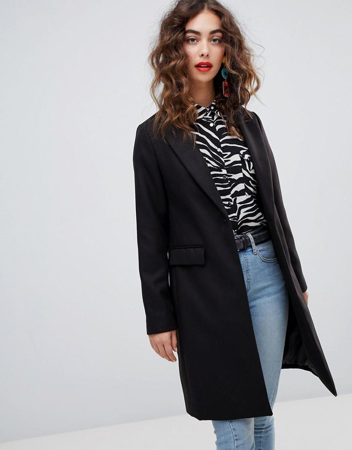 New Look Coat With Tailored Fit In Black - Black