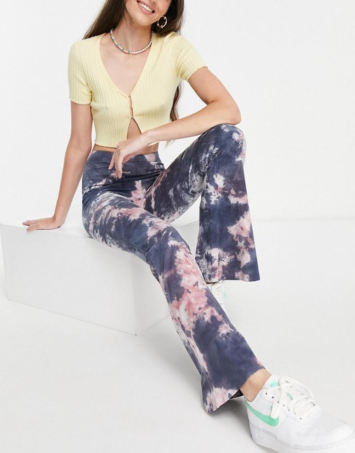 Asos Design Kick Flare Pant In Dark Tie Dye-multi