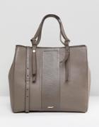 Paul Costelloe Real Leather Shoulder Bag With Constrast Stitching - Brown