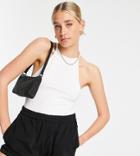 Asos Design Tall Cutaway Tank With High Neck In White