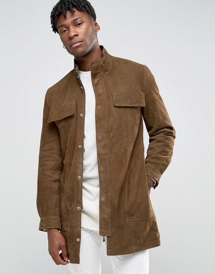 Black Dust Suede Parka - Green