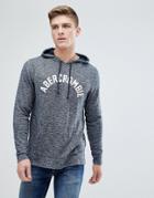 Abercrombie & Fitch Large Flock Logo Hoodie In Navy Marl - Navy