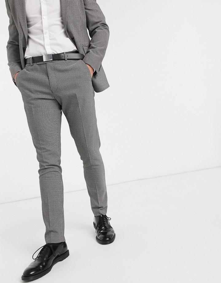 Asos Design Wedding Skinny Suit Pants In Black And White Micro Texture