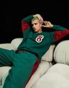 Asos Design Oversized Sweatshirt With Letter Embroidery In Green - Part Of A Set