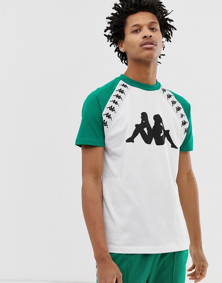 Kappa Banda Bardi T-shirt With Diagonal Taping And Chest Logo In White - White
