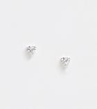 Asos Design Sterling Silver Stud Earrings With Crystal Heart