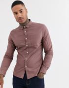 Asos Design Slim Fit Oxford Shirt In Brown