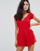 Wal G V Front Romper - Red