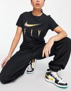 Nike Basketball Fly Snakeskin Swoosh T-shirt In Black