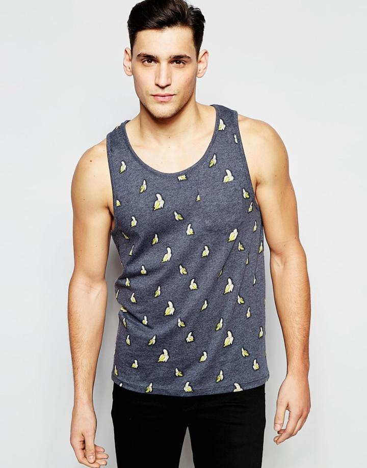 D-struct Banana Print Tank - Navy
