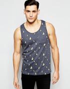 D-struct Banana Print Tank - Navy
