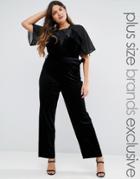 Truly You Velvet Jumpsuit With Mesh Insert - Black
