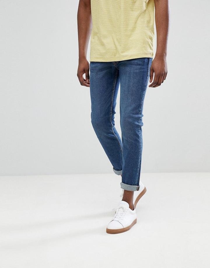 Jack & Jones Intelligence Skinny Fit Jeans In Mid Wash - Blue