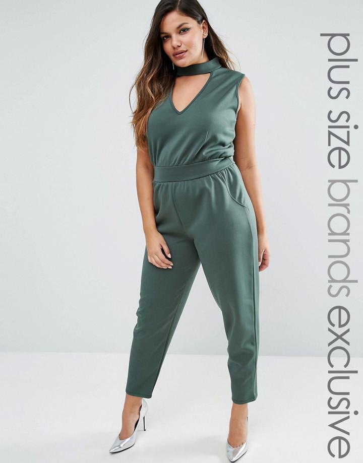 Pink Clove Jumpsuit With Collar Detail - Green