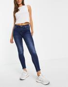 Noisy May High Waisted Ankle Grazer Skinny Jeans In Blue