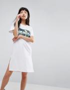 Cheats & Thieves Tropical Logo T Shirt Dress - White