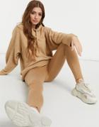 Monki Maryanne Recycled Knit Hoodie Set In Brown