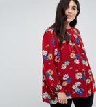 Alice & You Relaxed Smock Top In Bold Floral - Red