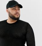 Asos Design Plus Knitted Sheer Mesh Sweater In Black