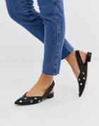 Asos Design Liberate Studded Slingback Ballet Flats In Black - Black