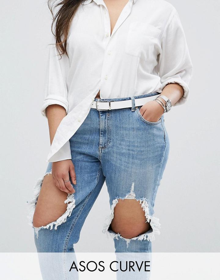 Asos Curve Reversible Waist And Hip Boyfriend Belt - Black
