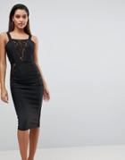Prettylittlething Lace Detail Bandage Dress - Black