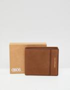 Asos Design Leather Bifold Wallet In Vintage Brown - Brown