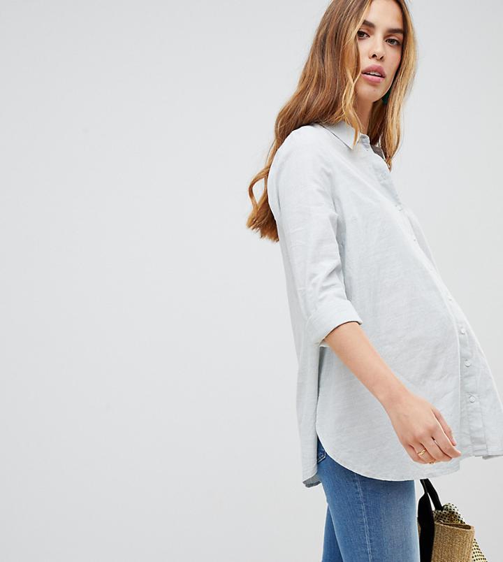 New Look Maternity Stripe Shirt - Gray