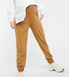 Fashionkilla Maternity Knitted Rib Sweatpants In Camel-neutral