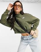 Nike Essentials Fleece Side-zip Hoodie In Olive Green