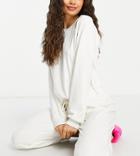 Chelsea Peers Petite Recycled Poly Super Soft Fleece Lounge Sweatshirt And Sweatpants Set In Cream-white