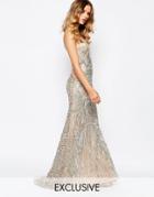 A Star Is Born Luxe Embellished Maxi Dress With Red Carpet Train