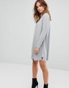 Supertrash Diffon Mixed Media Tunic Dress - Gray