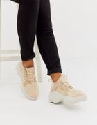 Asos Design Director Chunky Lace Up Sneakers In Beige - Beige